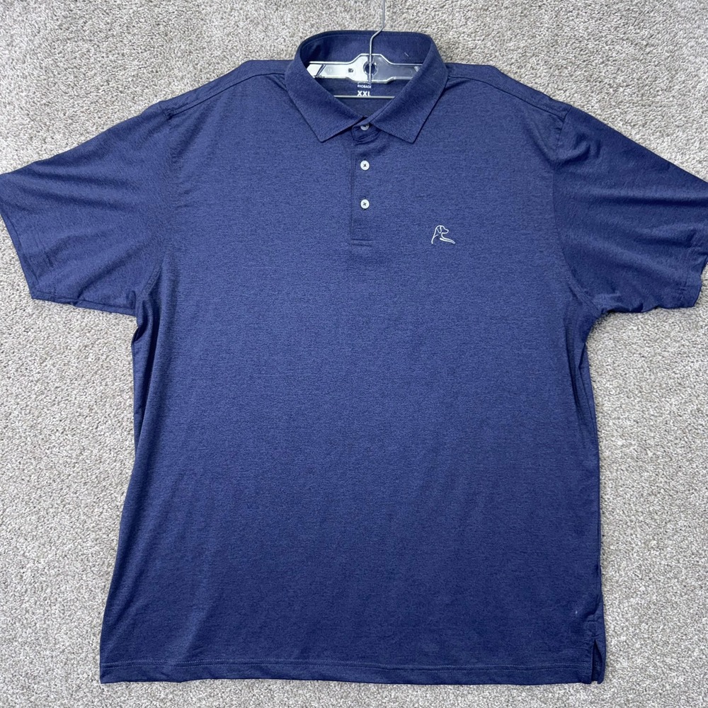 Rhoback Polo Shirt Mens XXL Performance Heather Navy Blue Short Sleeve EUC